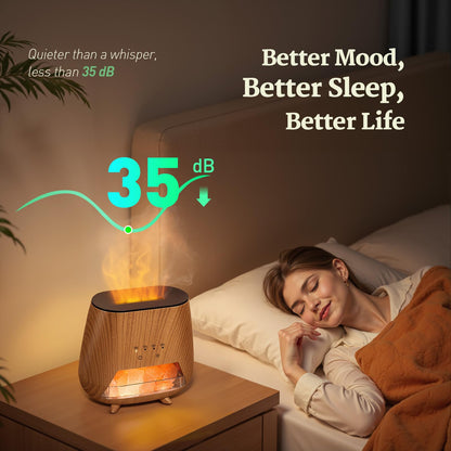 JJNJJN Essential Oil Diffuser for Home: 200ml Aromatherapy Diffuser with Himalayan Pink Salt Rock, Cool Mist Humidifier with Auto Off Function and 9 Colors LED Night Light for Bedroom