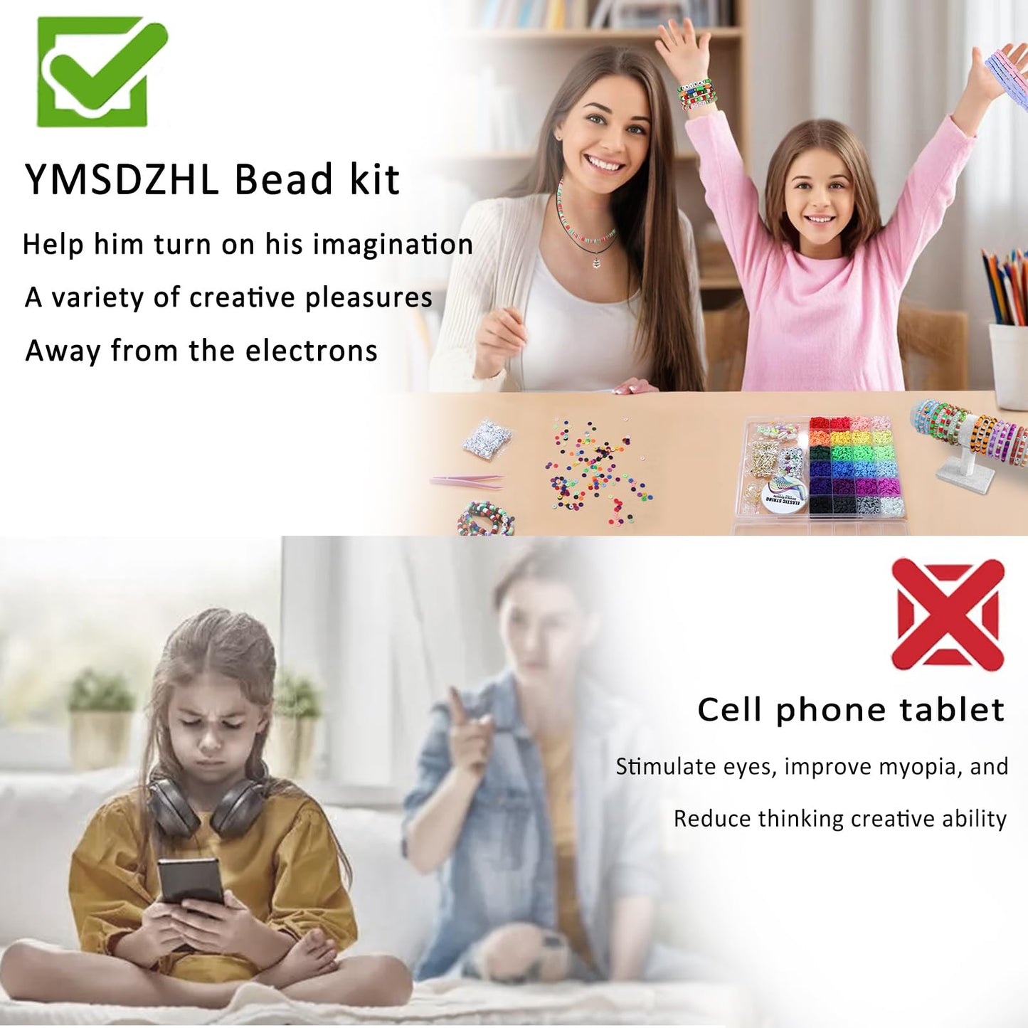 YMSDZHL 6000+PCS Clay Beads Bracelet Making Kit,24 Color DIY Flat Preppy Beads for Friendship Jewelry Making,Polymer Heishi Beads with Charms Gifts for Teen Girls Crafts for Ages 4-12