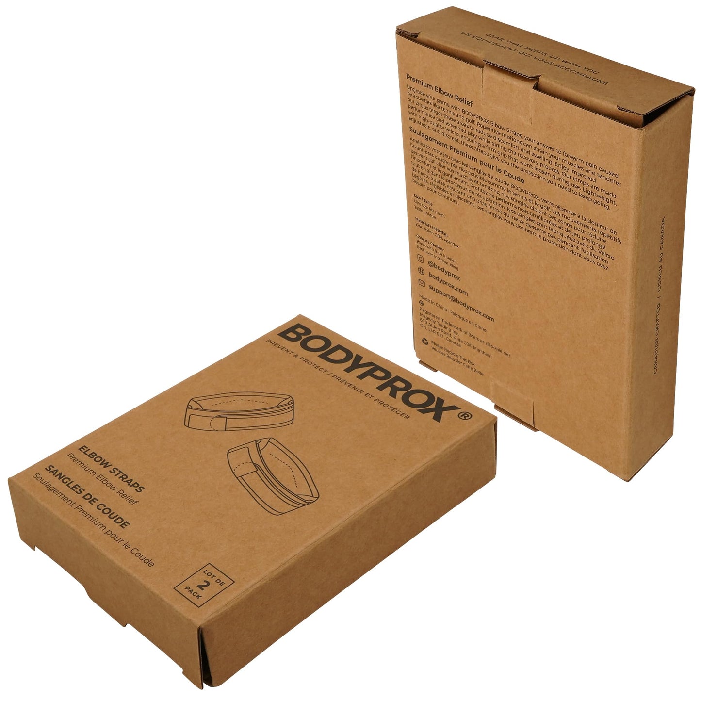 Bodyprox Elbow Brace 2 Pack for Tennis & Golfer's Elbow Pain Relief