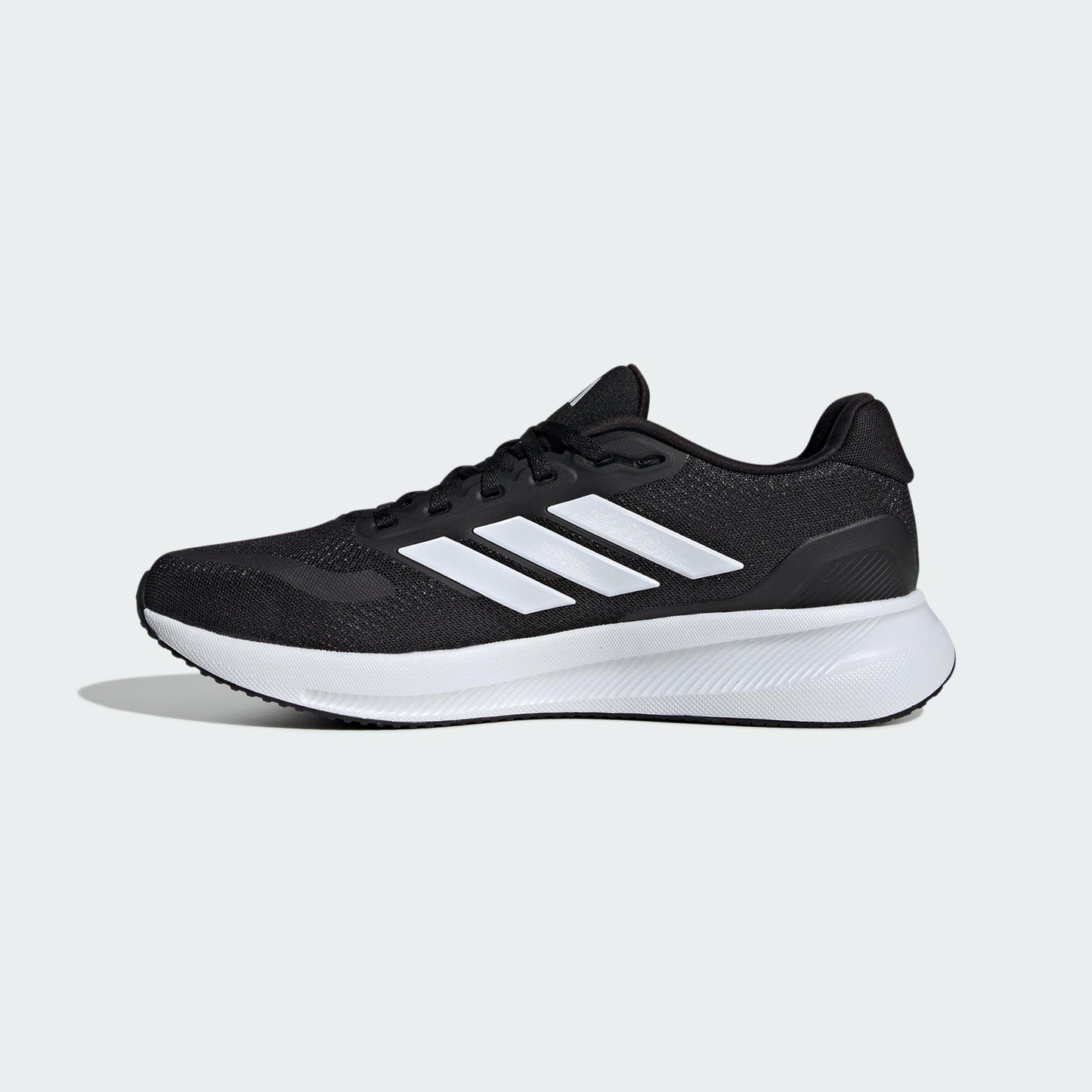 adidas Men's Run Falcon 5 Sneaker, Black/White/Black, 10.5