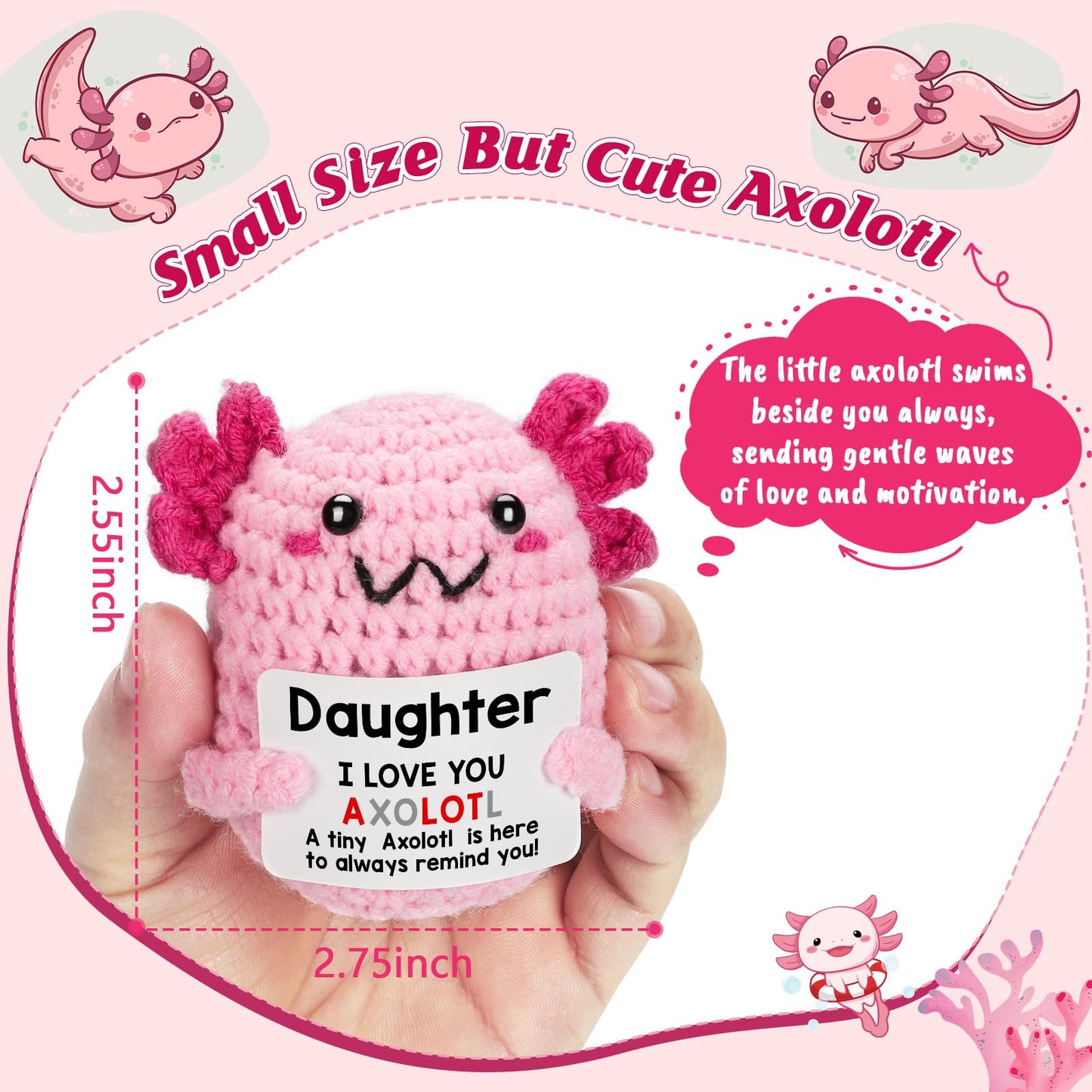 WEYON Teen Girl Gifts Trendy Stuff, Crochet Axolotl Daughter Gift from Mom for Birthday, Christmas, Valentines, Easter Basket Stuffers for Tweens Kids