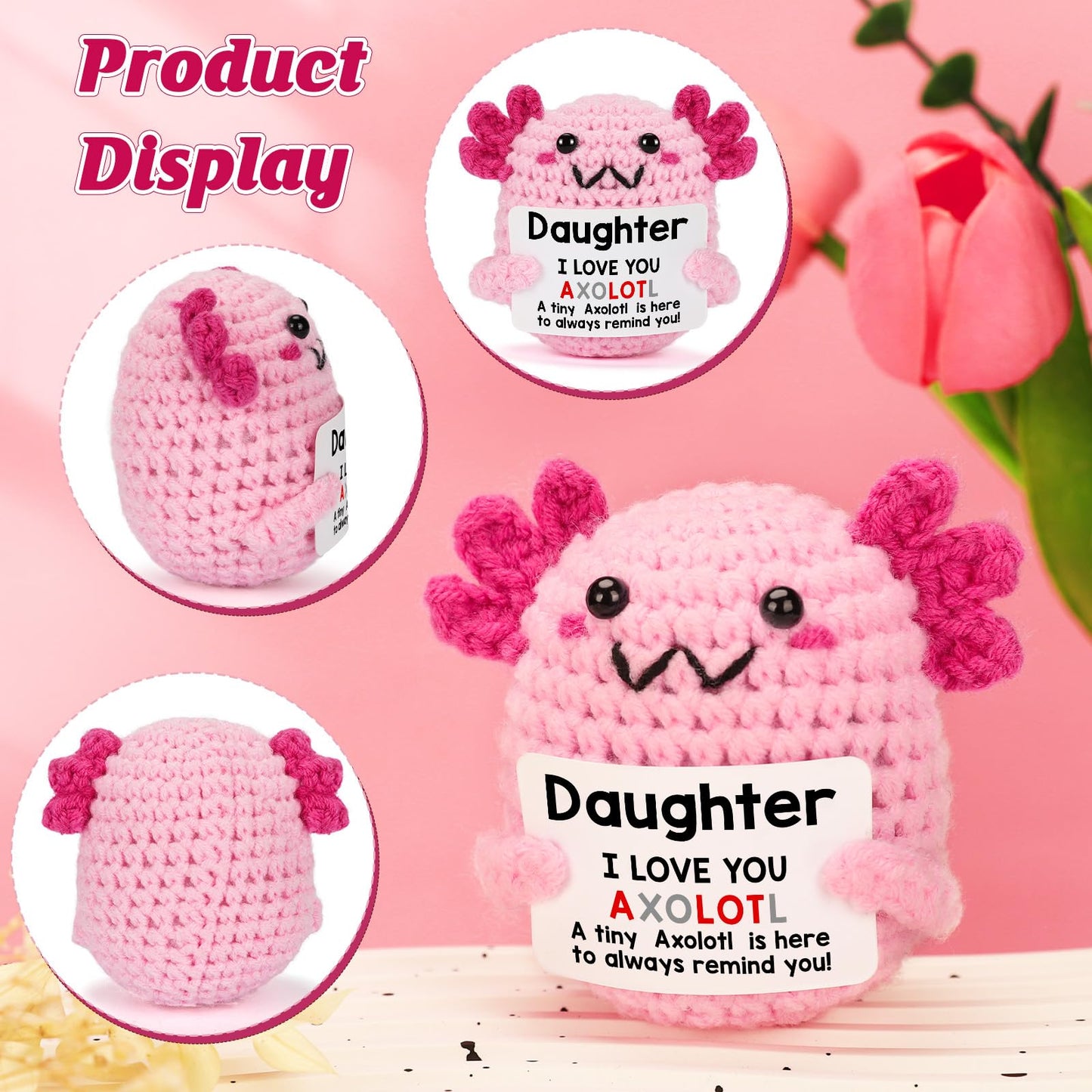 WEYON Teen Girl Gifts Trendy Stuff, Crochet Axolotl Daughter Gift from Mom for Birthday, Christmas, Valentines, Easter Basket Stuffers for Tweens Kids