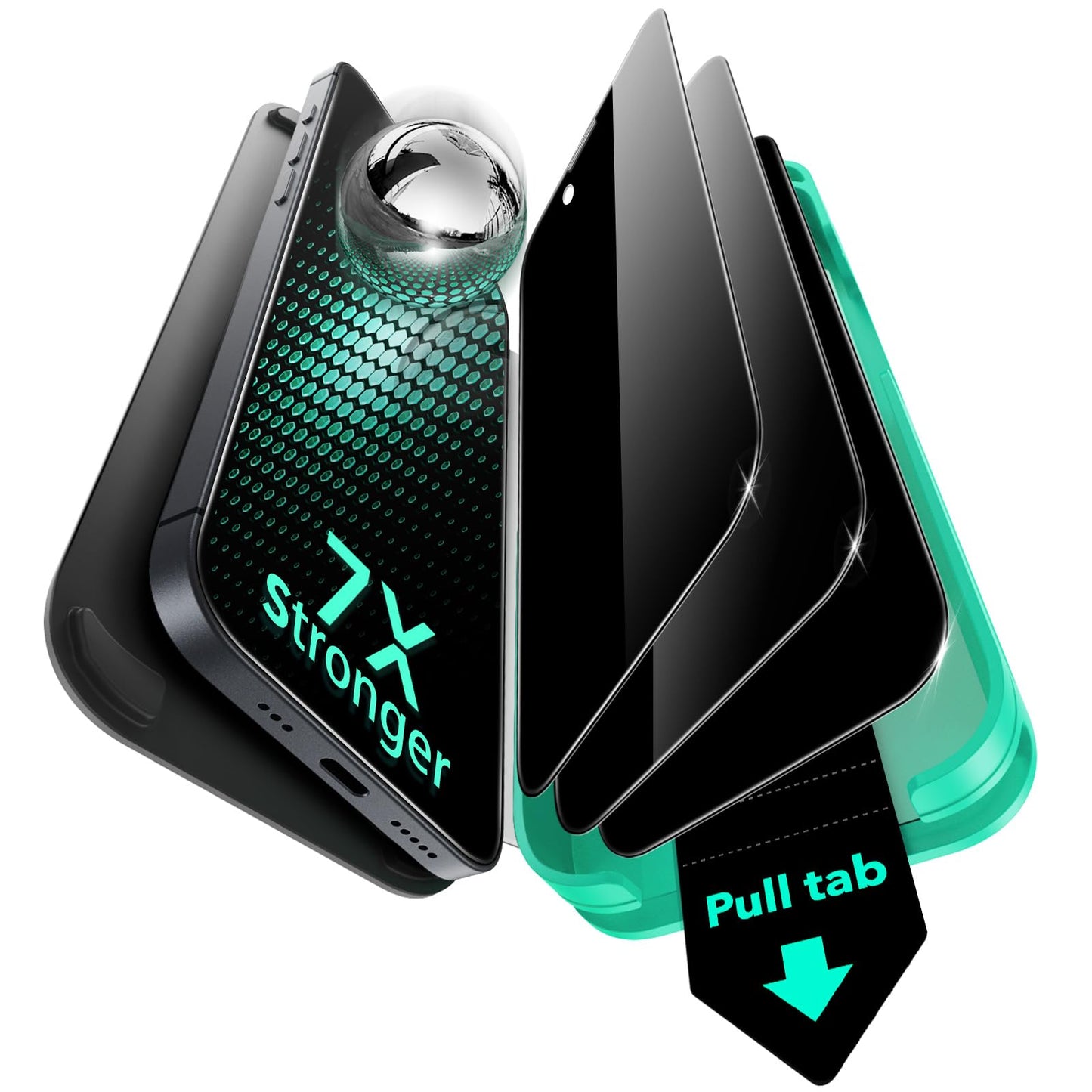 ESR 3 Pack 9H+ Glass for iPhone 16 Pro Max Privacy Screen Protector, [Military Grade Shatterproof & Longest Durable] Armorite Anti-spy Tempered Glass with UltraFit Tray