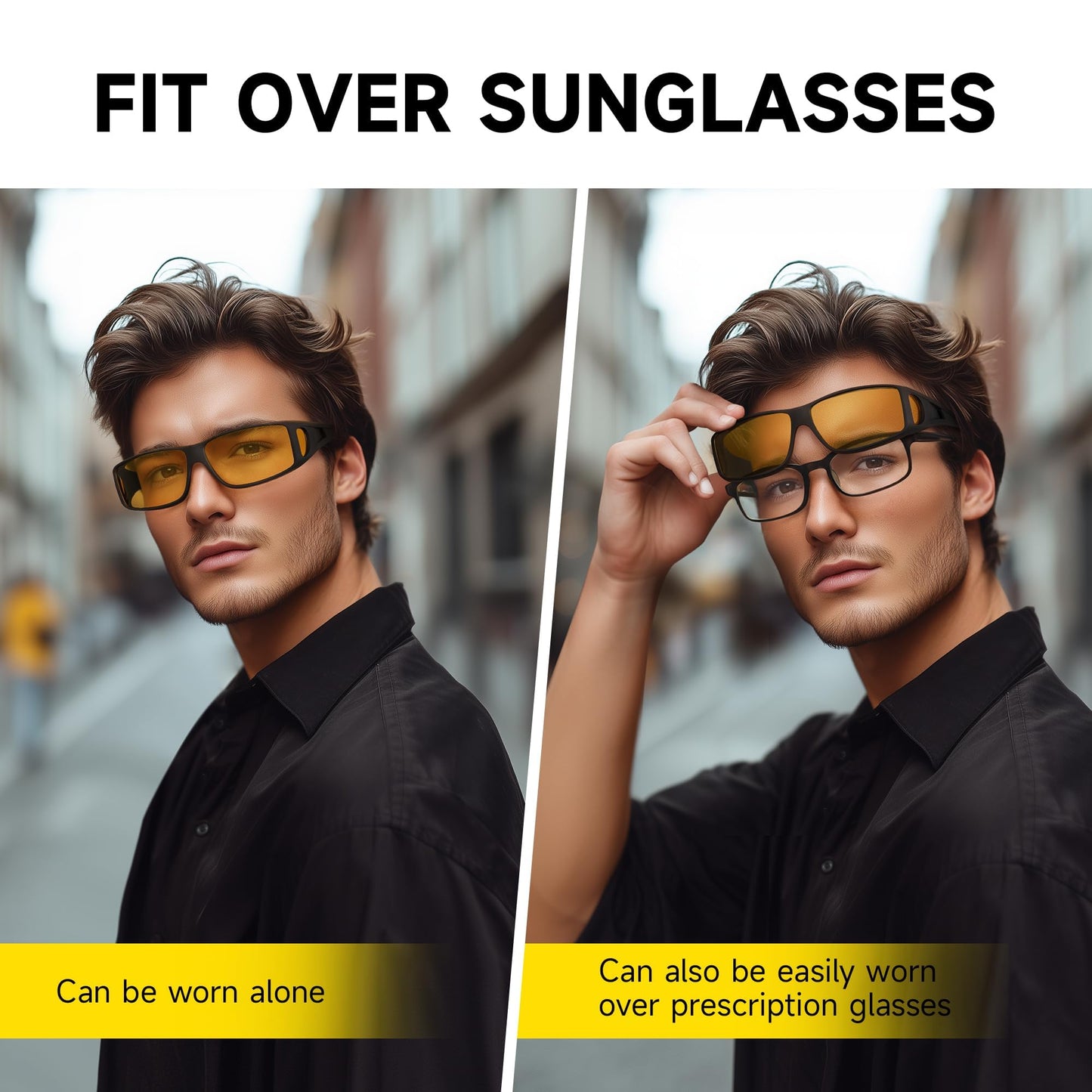 Reglaaly Night Vision Glasses for Men - Drive Bright Anti-glare Polarized Night Driving Glasses for Women Men