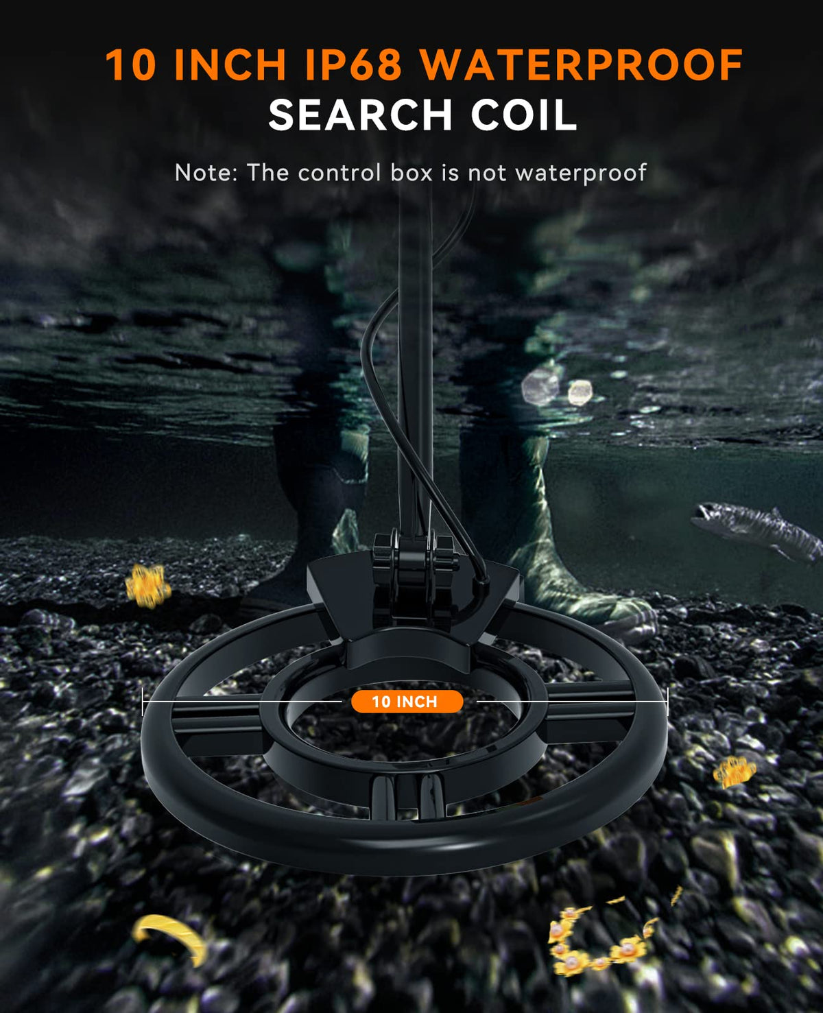 SUNPOW Metal Detector for Adults, Professional Waterproof High Accuracy Metal Detector, 10'' Detection Depth, Pinpoint & Disc & Notch & All Metal & Volume Modes, Strong Anti-Interference-GC-1083