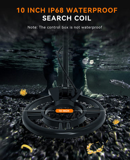 SUNPOW Metal Detector for Adults, Professional Waterproof High Accuracy Metal Detector, 10'' Detection Depth, Pinpoint & Disc & Notch & All Metal & Volume Modes, Strong Anti-Interference-GC-1083