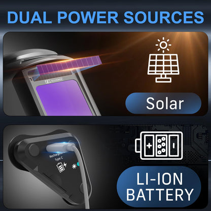 3.94”×3.82” Large Viewing Welding Helmet, True Color Auto Darkening Welding Helmet, Solar/Rechargeable Battery Power Welding Hood With 4 Arc Sensor, Wide Shade 4/5-9/9-13 Welding Mask For TIG MIG ARC