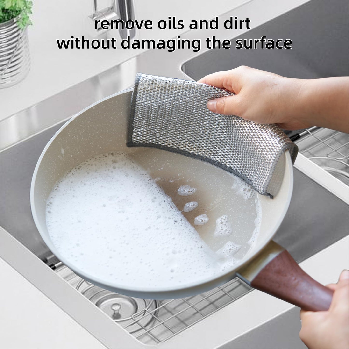 DyPinYise Multipurpose Wire Miracle Cleaning Cloths, Magnifying Wire Dishwashing Rags for Wet and Dry Mesh Microfiber Cleaning Cloth for Metal, Kitchen, Dishes