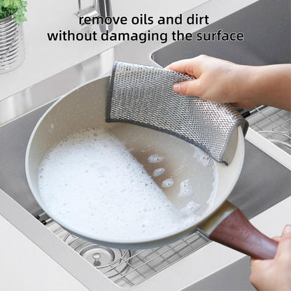 DyPinYise Multipurpose Wire Miracle Cleaning Cloths, Magnifying Wire Dishwashing Rags for Wet and Dry Mesh Microfiber Cleaning Cloth for Metal, Kitchen, Dishes