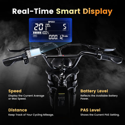 CYCROWN CycRun Electric Bike for Adults 750W Motor with 374.4WH Battery, 20MPH 55Miles Moped Style Ebike for Adults, 20" Fat Tire Commuting Off Road Mountain Ebike with Hydraulic Suspension, UL2849