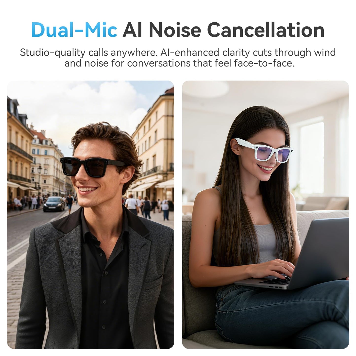 AI Smart Glasses for Men Women,8MP 2K HD Camera Glasses,AI Voice Control,AI Photo Recognition,Real-Time Translation,Smart Sunglasses with Bluetooth Call,IP67 Waterproof for Driving,Outdoor,+2 Lenses.