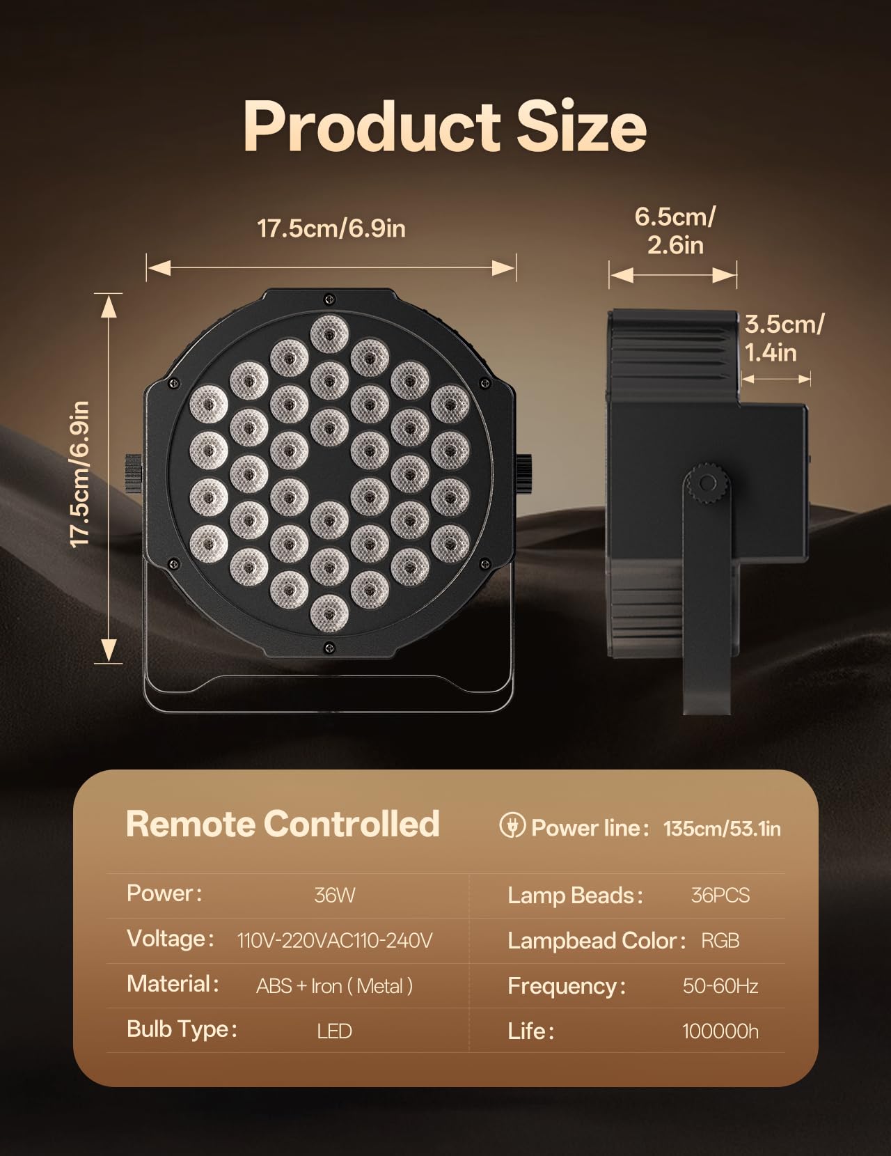 JAJALUYA LED Par Lights 36 LED Stage Lights 7 Modes RGB DJ Lights with Sound Activated Remote and DMX Control DJ Uplighting for Birthday Party Events Wedding Christmas Stage Lighting (8 Packs)