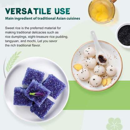 Soeos Sweet Sticky Rice 2lbs, Premium Glutinous Rice, All Natural Gluten Free Sticky Rice for Desserts or Rice Cakes, Rich in Fibers