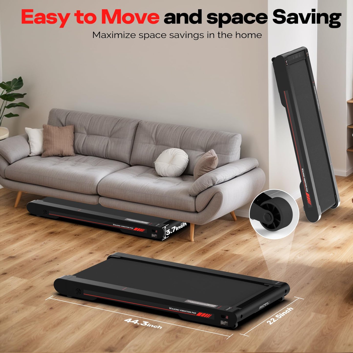 Sperax Walking Vibration Pad with Manual Incline,Under Desk Treadmill for Home,4 in 1 Vibration Plate Exercise Machine with APP,350LB Capacity