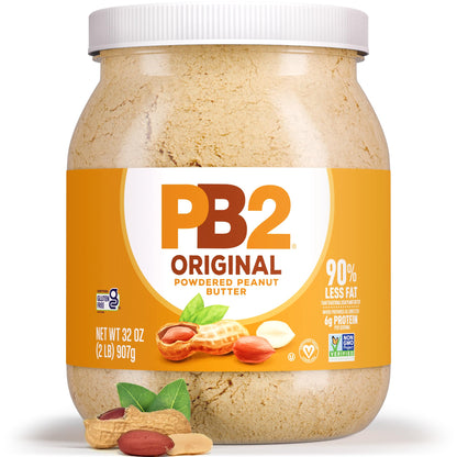 PB2 Powdered Peanut Butter Powder | 2LB Jar | Certified Gluten Free, Low-Carb, Keto Diet Friendly | Original Flavor with 6G of Protein, 90% Less Fat, 60 Calories Per Serving | Easy Mix for Healthy, Fit Diet