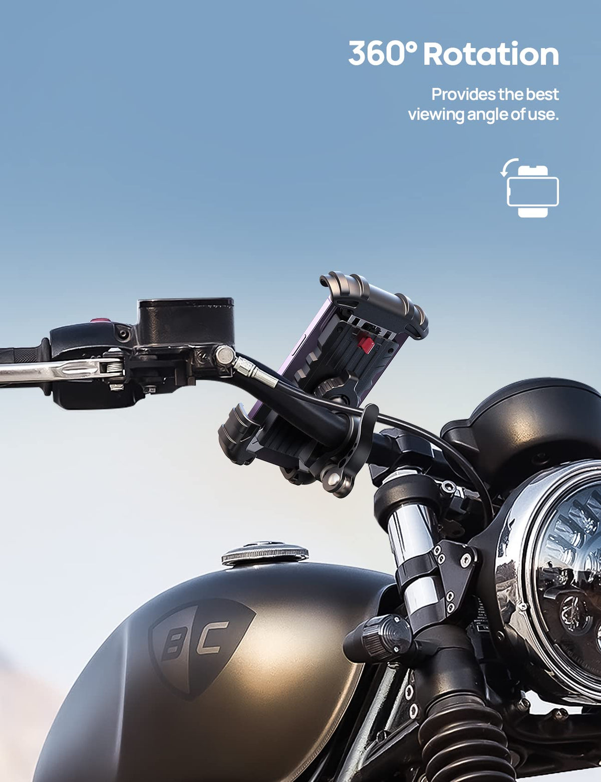 Lamicall Bike Phone Holder, Motorcycle Mount - Motorcycle Phone Holder, Handlebar Cell Phone Clamp, Scooter Phone Clip for iPhone 16 Pro Max/Plus, 15 Pro Max, S10, S20, More 4.7" to 6.8" Smartphones