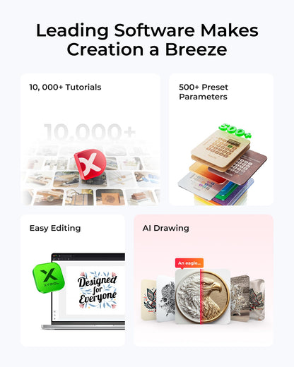 xTool S1 Laser Engraver and Cutter Machine with Air Assist & Honeycomb, 23.93" x 15.16" Bed Size, Beginner-friendly, Class 1 Safety Laser Engravering Machine for Wood and Metal, Acrylic - Basic Bundle