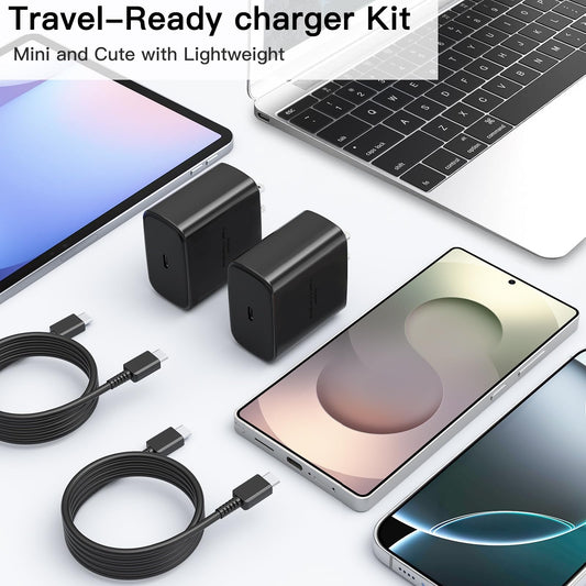 45W Super Fast Charger USB C,2Pack 3FT Phone USBC Cables with Type C Charger Fast Charging Blocks Compatible with Samsung Galaxy S25/S25 Ultra/S24 Ultra/S24/S23/S22/S21/iphone 17/16/15