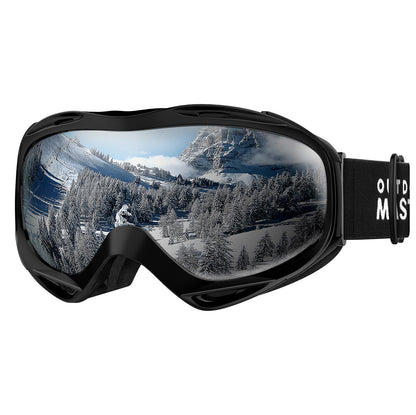 OutdoorMaster OTG Ski Goggles - Over Glasses Ski/Snowboard Goggles for Men, Women & Youth - 100% UV Protection (Black Frame + VLT 10% Grey Lens)