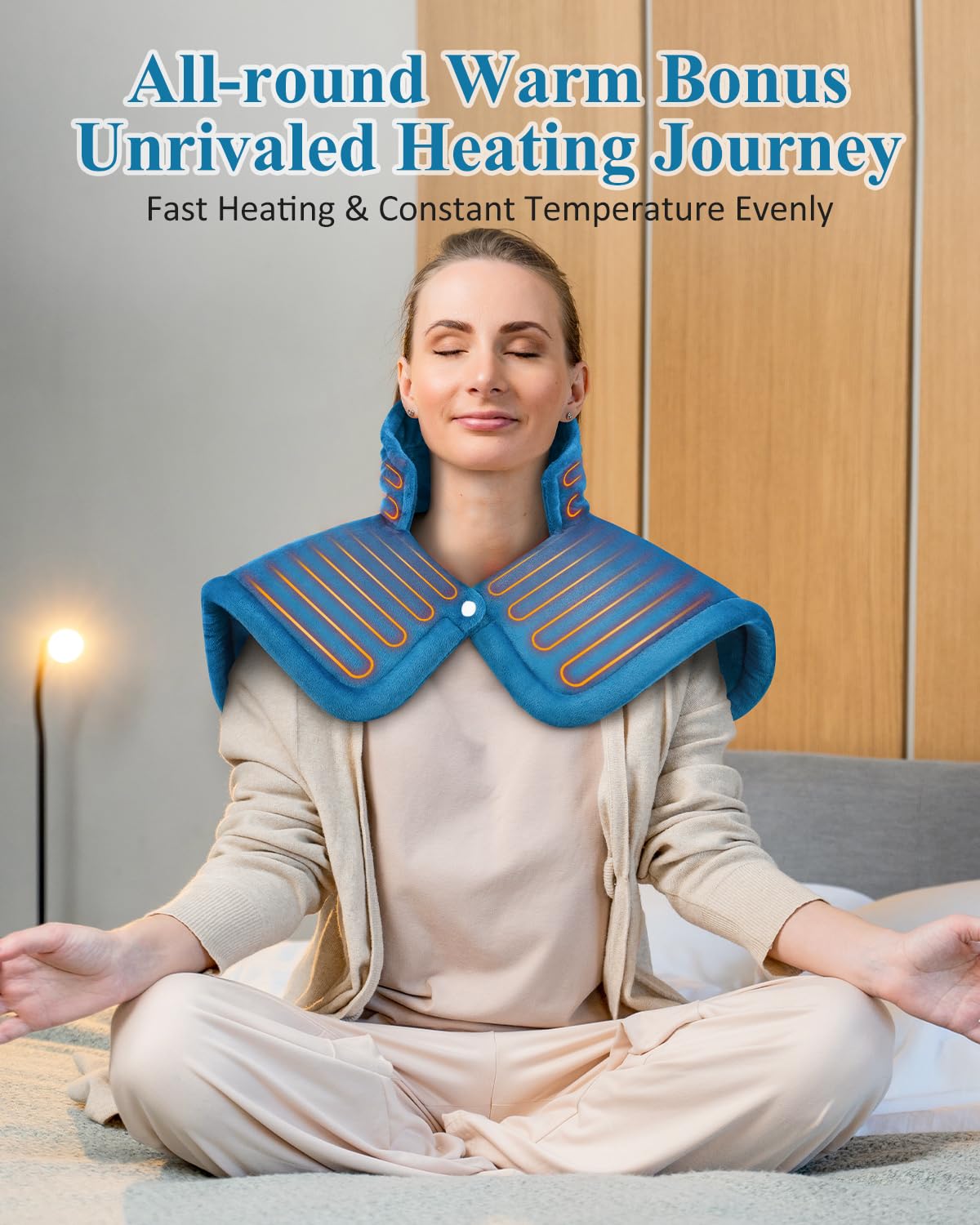 Heating Pad for Neck and Shoulder, Mothers Day Gifts for Mom, Electric Weighted Heat Pad for Back Pain Relief, Anniversary Birthday Gifts for Men Women Dad Him Her, Blue