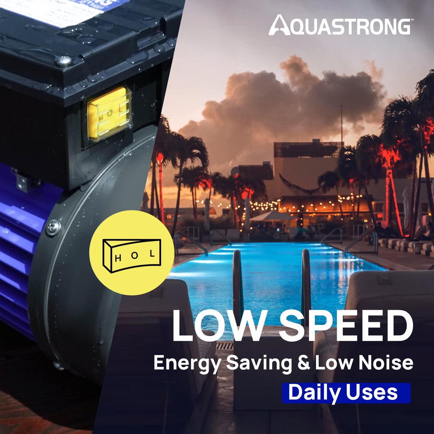 AQUASTRONG In/Above Ground Pool Pump, High Flow (Dual Speed, 1.5HP, 4975 GPH, 115V)