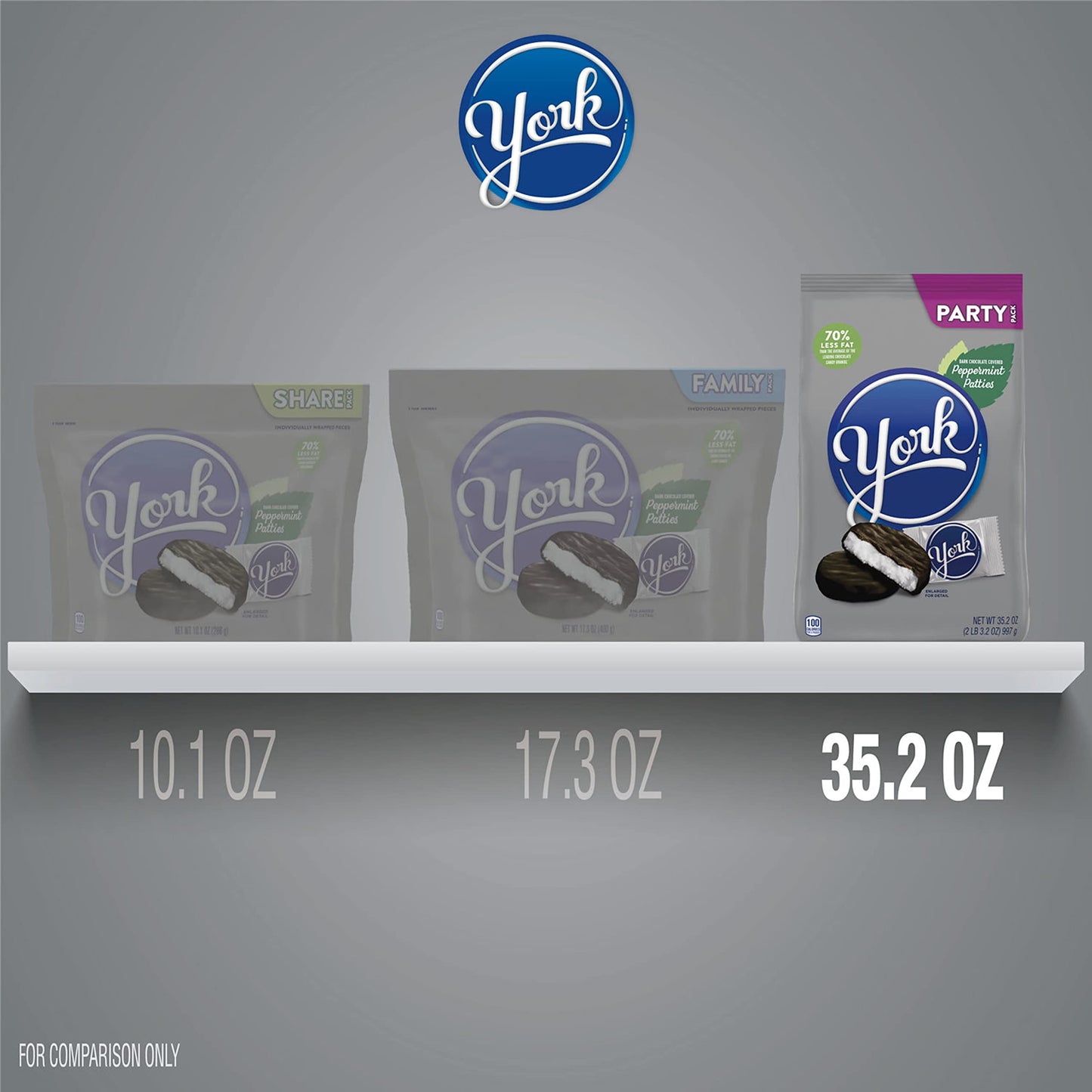 YORK Dark Chocolate Peppermint Patties, Candy Party Pack, 35.2 oz