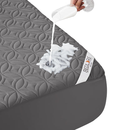 BEDLORE Waterproof Mattress Protector, Queen Size Mattress Pad Noiseless with Deep Pocket 6"-18" Depth, Soft Breathable Dirt-Proof Bed Mattress Cover Washable for Home, Bedroom, Hotel (Gray)