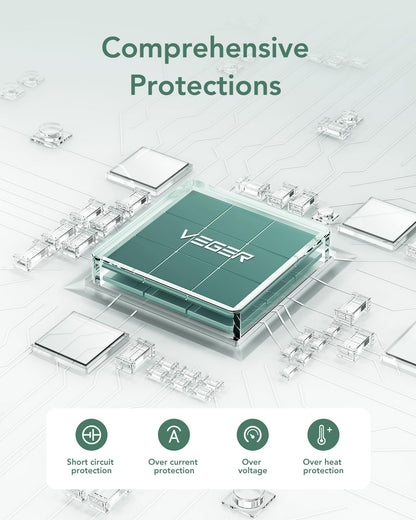 VEGER Portable Charger for iPhone with Built in Cables and Wall Plug, 10000mah Slim Fast Charging USB C Power Bank, Travel Essential Battery Pack Compatible with iPhone, iPad, Samsung etc(Green)