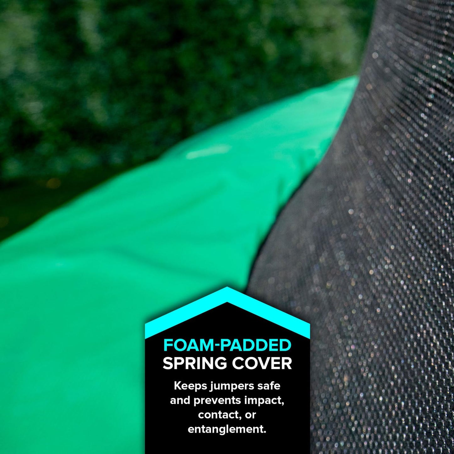Sportspower Outdoor Kids Trampoline with Safety Enclosure Net and Foam Pad, 15FT Round - Green