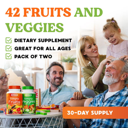 Simply Nature's Pledge -Packed with 42 Different Fruits & Vegetables - Made with Whole Food Superfoods - with Aloe Vera – 100% Soy Free - 90 Count (Pack of 2)