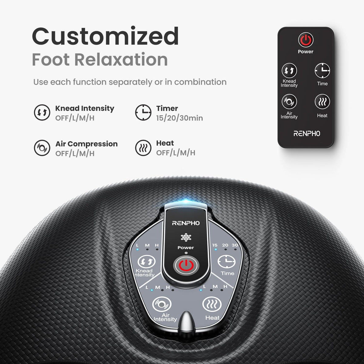RENPHO Foot Massager Machine with Heat [2025 Upgraded], FSA HSA Eligible, Foot Massager for Plantar Fasciitis, 3 Heat Levels, Mothers Day Gifts for Women Mom Dad, Wireless Control, True Foot Massage