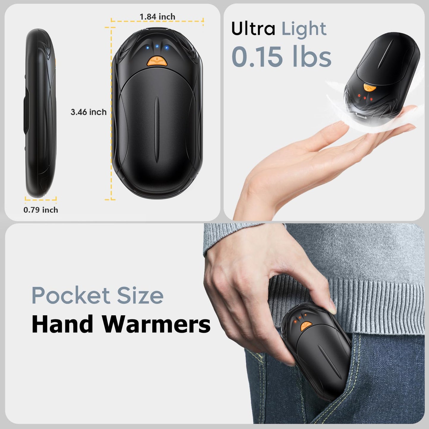 AI Hand Warmers Rechargeable 2 Pack, 20Hrs Long Safe Heat, AI Smart Chips Electric Hand Warmers, Portable Pocket Heater, Gifts for Christmas, Outdoor, Golf, Hunting, Camping Accessories