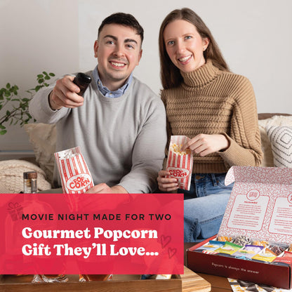 Valentines Day Gifts Movie Night Popcorn Gift Set, Valentines Day Gifts For Her Him, 10 Piece Set, 5 Gourmet Popcorn Kernels and 5 Popcorn Seasoning Flavoring, Kosher, Non-GMO Romantic Movie Night Gift Baskets Idea