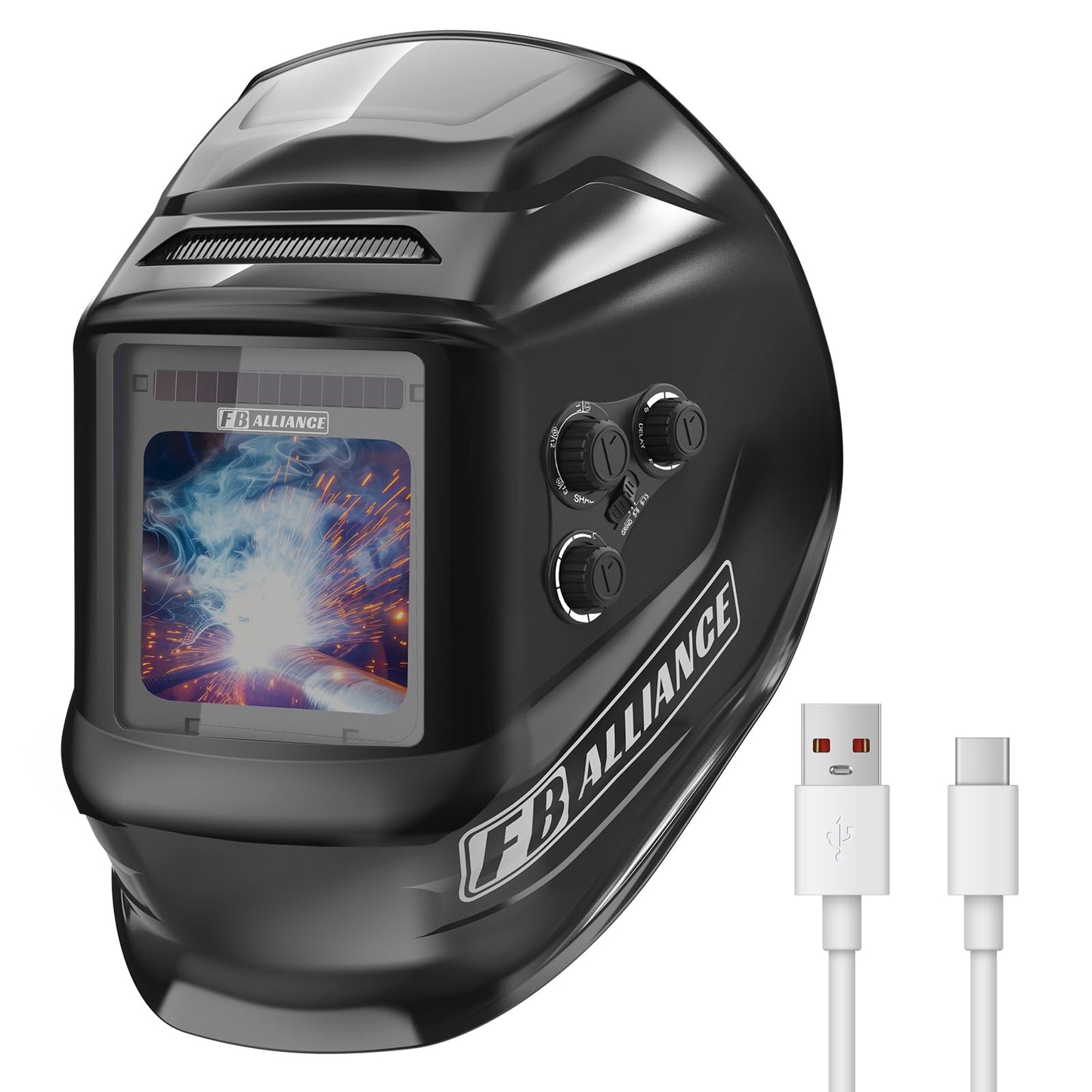 3.94”×3.82” Large Viewing Welding Helmet, True Color Auto Darkening Welding Helmet, Solar/Rechargeable Battery Power Welding Hood With 4 Arc Sensor, Wide Shade 4/5-9/9-13 Welding Mask For TIG MIG ARC