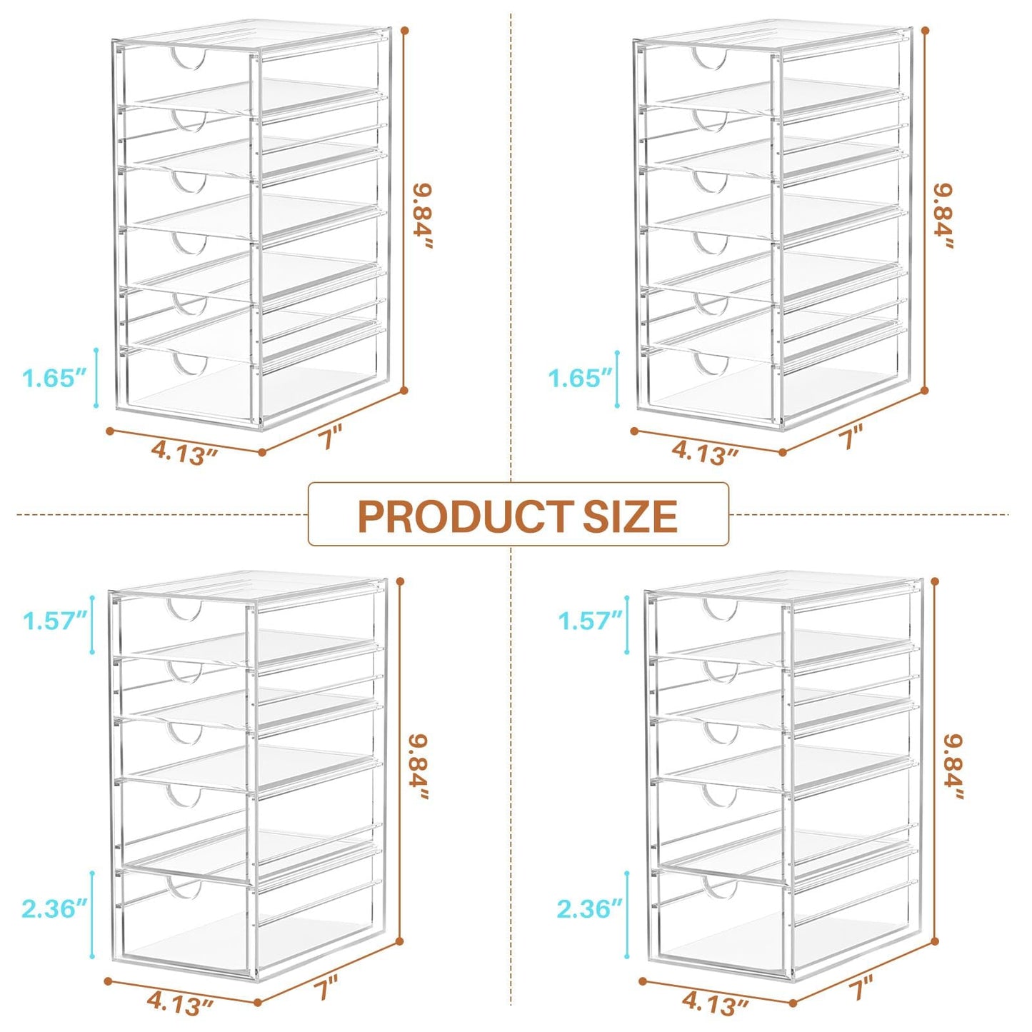 ARSTPEOE 22 Drawers, Acrylic Desk Makeup Organizer, Plastic Drawers Organizer, Stackable Storage Solution for Makeup, Dresser, Office, Bathroom Clear Plastic Craft and Bead Storage Cabinet