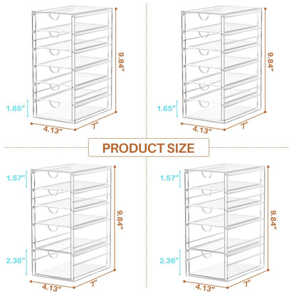 ARSTPEOE 22 Drawers, Acrylic Desk Makeup Organizer, Plastic Drawers Organizer, Stackable Storage Solution for Makeup, Dresser, Office, Bathroom Clear Plastic Craft and Bead Storage Cabinet