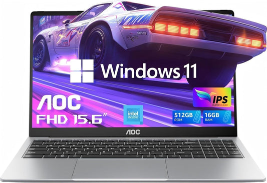 AOC Laptop Computer 16GB RAM 512GB SSD Work Laptops 15.6 Inch FHD Screen Premium Laptop (Up to 3.6GHz) Windows 11 Laptop Computer, Light&Thin, Metal Shell, Webcam, Type-C, USB3.2