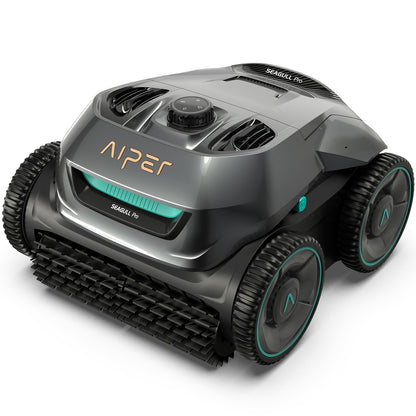 AIPER Cordless Robotic Pool Cleaner, WavePath Navigation, Wall-Climbing, Quad-Motor, 150 mins Runtime for Inground Pools up to 1,600 sq.ft, Seagull Pro ZT6002 (Renewed)