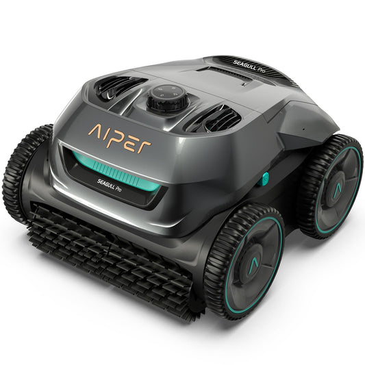 AIPER Cordless Robotic Pool Cleaner, WavePath Navigation, Wall-Climbing, Quad-Motor, 150 mins Runtime for Inground Pools up to 1,600 sq.ft, Seagull Pro ZT6002 (Renewed)