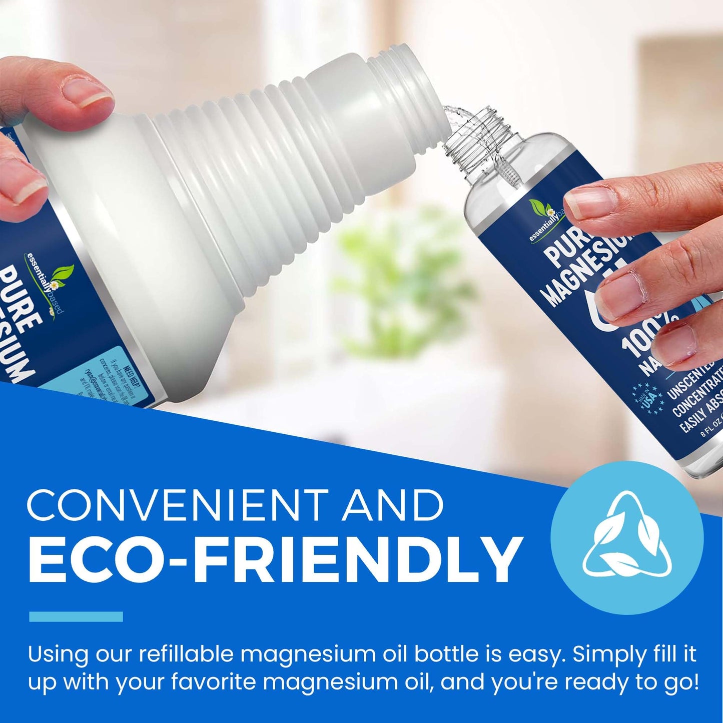 Pure Magnesium Oil Spray 8oz - Topical Magnesium Spray for Sleep Extra Strength - Less Sting - Less Itch - 100% Natural and Organic Oil - Made in USA