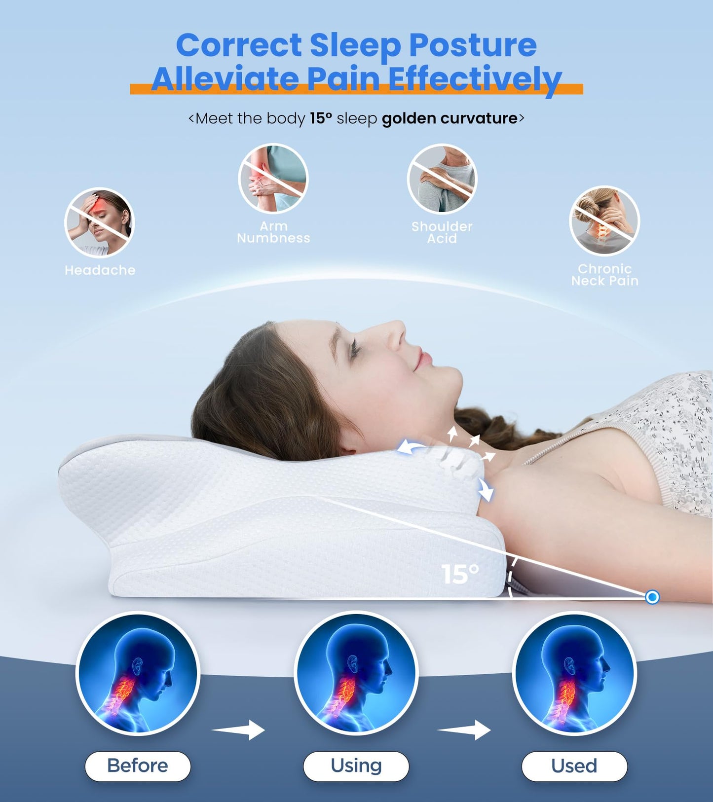 Ultra Pain Relief Cooling Pillow for Neck Support, Adjustable Cervical Pillow Cozy Sleeping, Odorless Ergonomic Contour Memory Foam Pillows, Orthopedic Bed Pillow for Side Back Stomach Sleeper