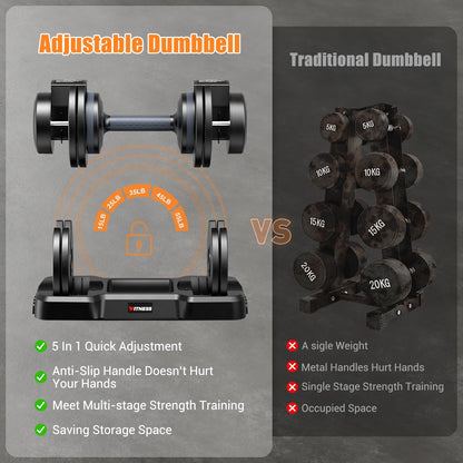 XDDIAS Adjustable Dumbbells set, 15LB to 55LB Dumbbell Sets of 2 for Home Gym equipment, 5 in 1 Free Weights with dumbbell set, Anti-Slip Handle for Full Body Workout Suitable Men/Women