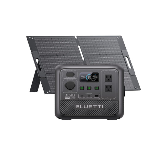 BLUETTI AC50B Portable Power Station with 100W Solar Panel Included (Ships Separately), 448Wh/700W Solar Generator, 65W USB-C PD Output, LiFePO4 Battery Backup for Travel, Camping, Outage