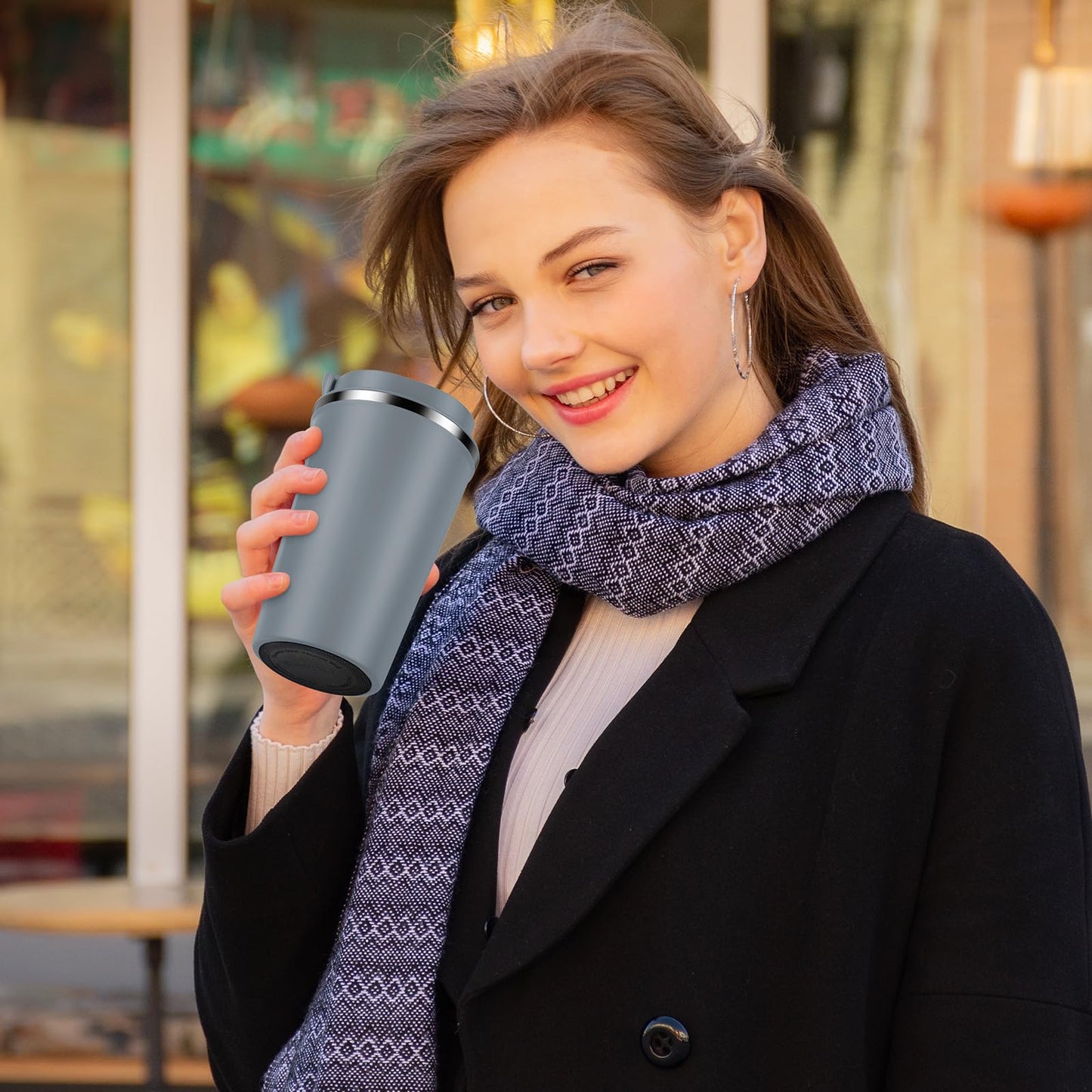 CS COSDDI 12 oz Stainless Steel Vacuum Insulated Tumbler - Coffee Travel Mug Spill Proof with Lid - Coffee Cups for Keep Hot/Ice Coffee,Tea and Beer