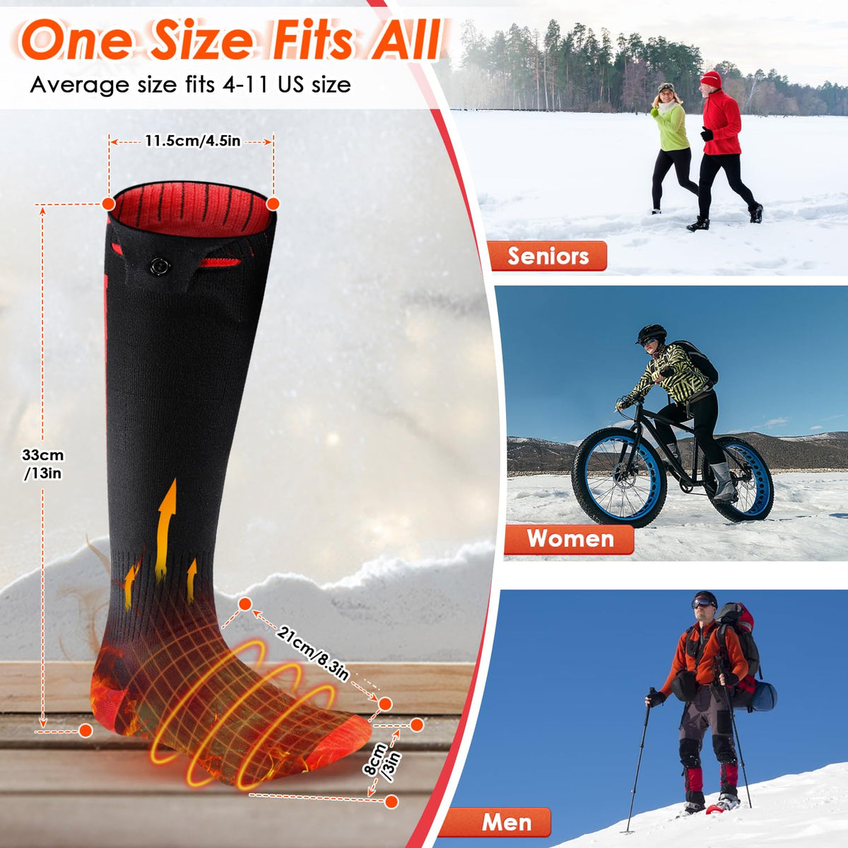 Heated Socks for Men Women with APP Control,8000mAh Upgraded Rechargeable Heated Socks Up to 13 Hours,Electric Heating Socks for Camping Fishing Cycling Skiing Skating Hunting Hiking