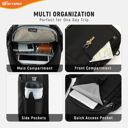 SKYSPER Sling Bag RFID Cross Body Bag Recycled Crossbody Backpack Travel Daypack(Black)