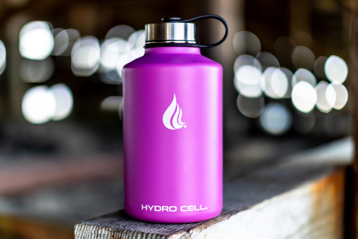 HYDRO CELL Stainless Steel Insulated Water Bottle with Straw - For Cold & Hot Drinks - Metal Vacuum Flask with Screw Cap and Modern Leakproof Sport Thermos for Kids & Adults (Fuchsia 64oz)