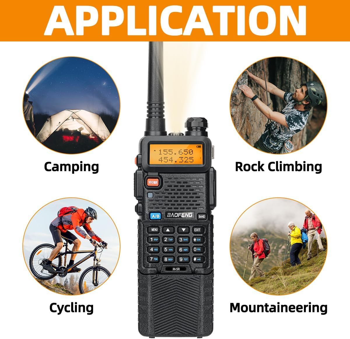 BAOFENG UV-5R Ham Radio Handheld Long Range 8w Upgrade UV5R Walkie Talkies M-5R 5RX Rechargeable 3800mAh Battery Multi Band Two Way Radio for Hunting Hiking,2 Pack (M-5R-4 Antenna)