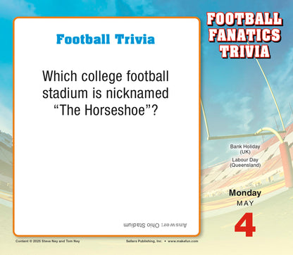 Football Fanatics Trivia 2026 Daily Desk Calendar: Boxed Page-a-Day Sports Quiz Calendar with Day-to-Day NFL & NCAA Facts, Milestones & Game-Day History