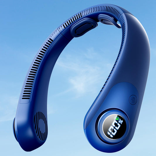 Portable Neck Fan With LED Display, Hands-free 5 Speeds Cooling, Neck Support, Lightweight, Battery Operated, Personal Bladeless Fan Rechargeable, Gift for Women Men, Hot Flashes, Travel, Camping